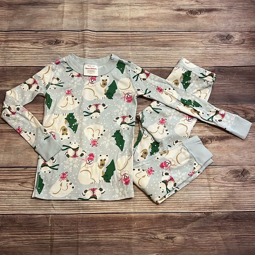 Hanna Andersson Girls 4 Holiday Polar Bear Christmas Cotton Pajamas PJ Set